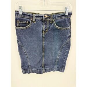 X2 Denim Laboratory Women Dark Wash Straight, Slit Back Size 29 Skirt‎